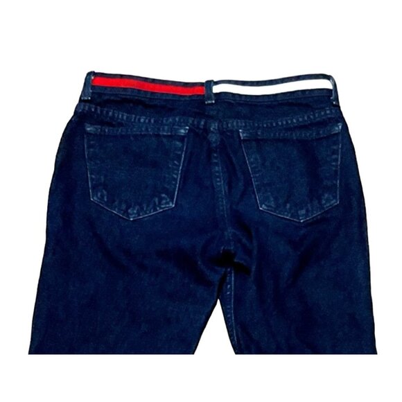 VTG Y2K HIPSTER FLARE JEANS SIZE 7 BLUE TOMMY HILFIGER FLAG WAISTBAND WOMENS - Picture 4 of 7